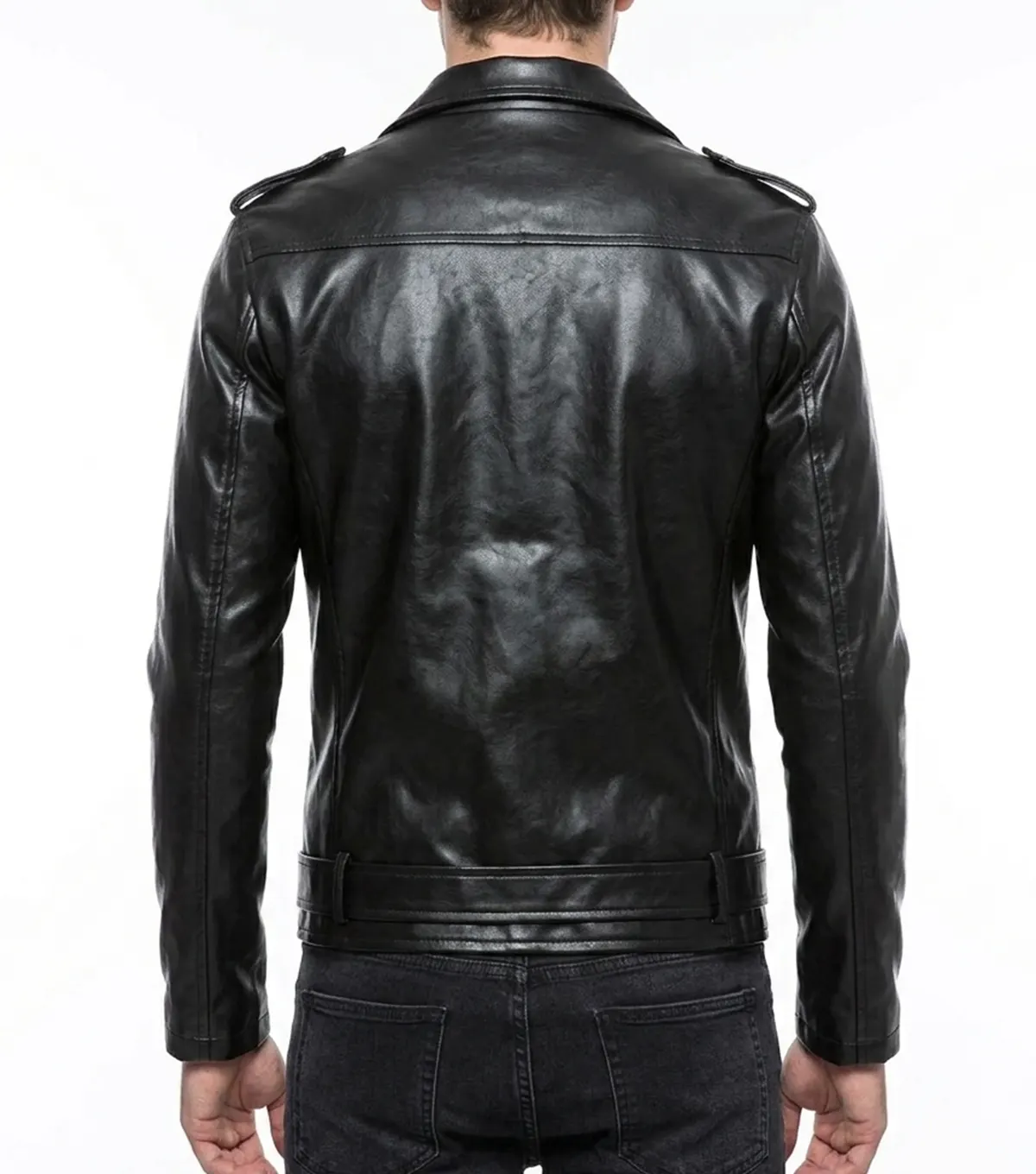 Men's Ninja Stealth Faux Leather Motorcycle Biker Jacket