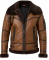 Mens Real Leather B3 Fur Aviator Jacket