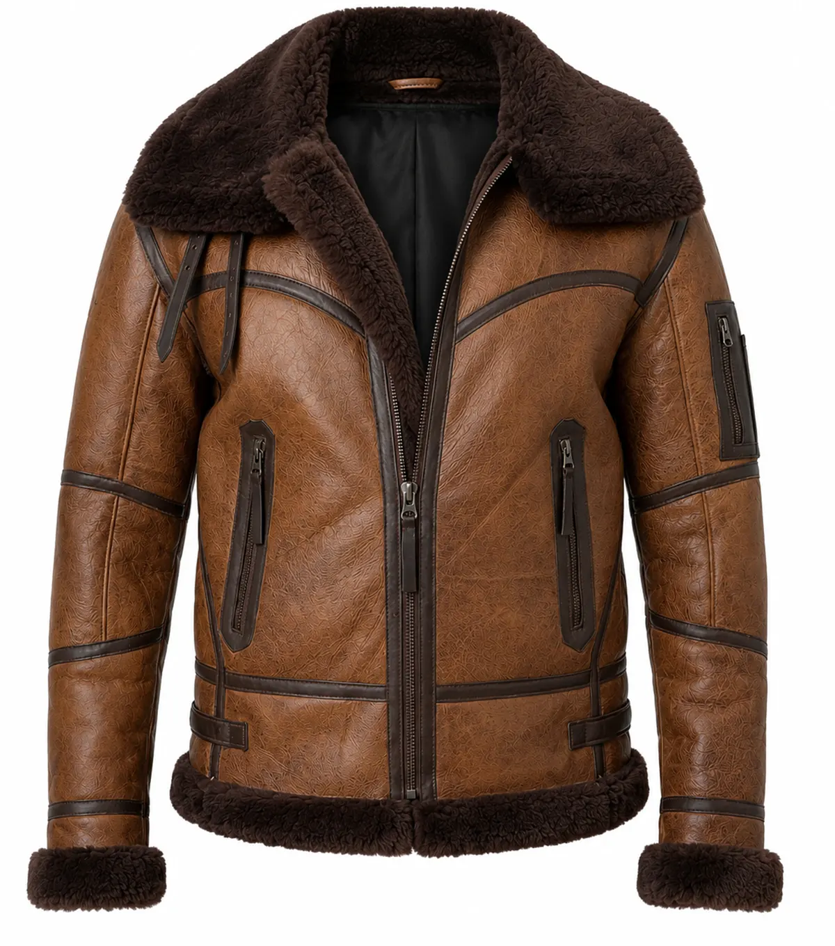 Mens Real Leather B3 Fur Aviator Jacket
