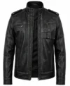 Mens Vintage Black Leather Motorcycle Rider Jacket
