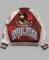 Mickey Mouse Wolves Club Maroon and White Letterman Jacket Back