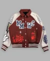 Mickey Mouse Wolves Club Maroon and White Letterman Jacket Front