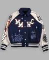 Mickey Mouse Wolves Club Navy Blue and White Letterman Jacket Front
