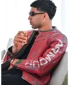 Morocco National Team Camp 2026 Achraf Hakimi Distressed Red Leather Jacket Closeup