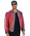 Morocco National Team Camp 2026 Achraf Hakimi Distressed Red Leather Jacket Front