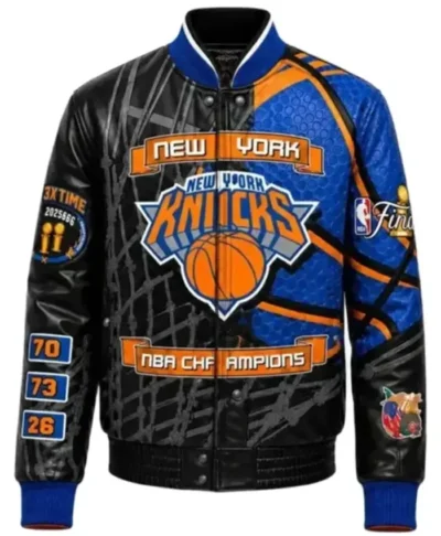 NY Knicks 3X Champions Leather Jacket