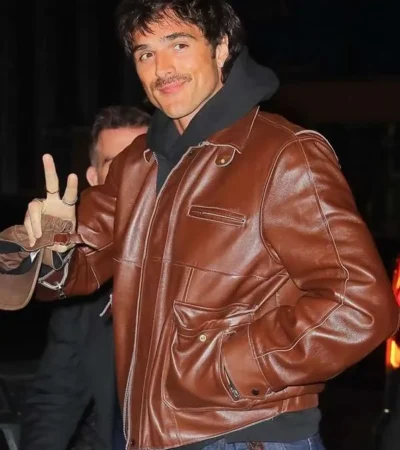 NYC Jacob Elordi Brown Leather Jacket