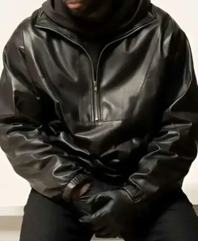 Nemesis 2026 Coltrane Wilder Black Half Zip Hooded Leather Jacket For Sale
