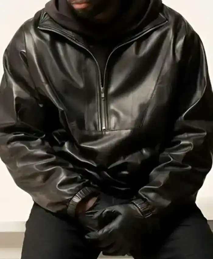 Nemesis 2026 Coltrane Wilder Black Half Zip Hooded Leather Jacket For Sale