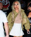 New York City Raising Canes Party 2026 Brittany Brideau Green Leather Jacket Front