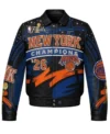New York Knicks 2026 Pro Basketball Champions JH Design Leather Jacket Front