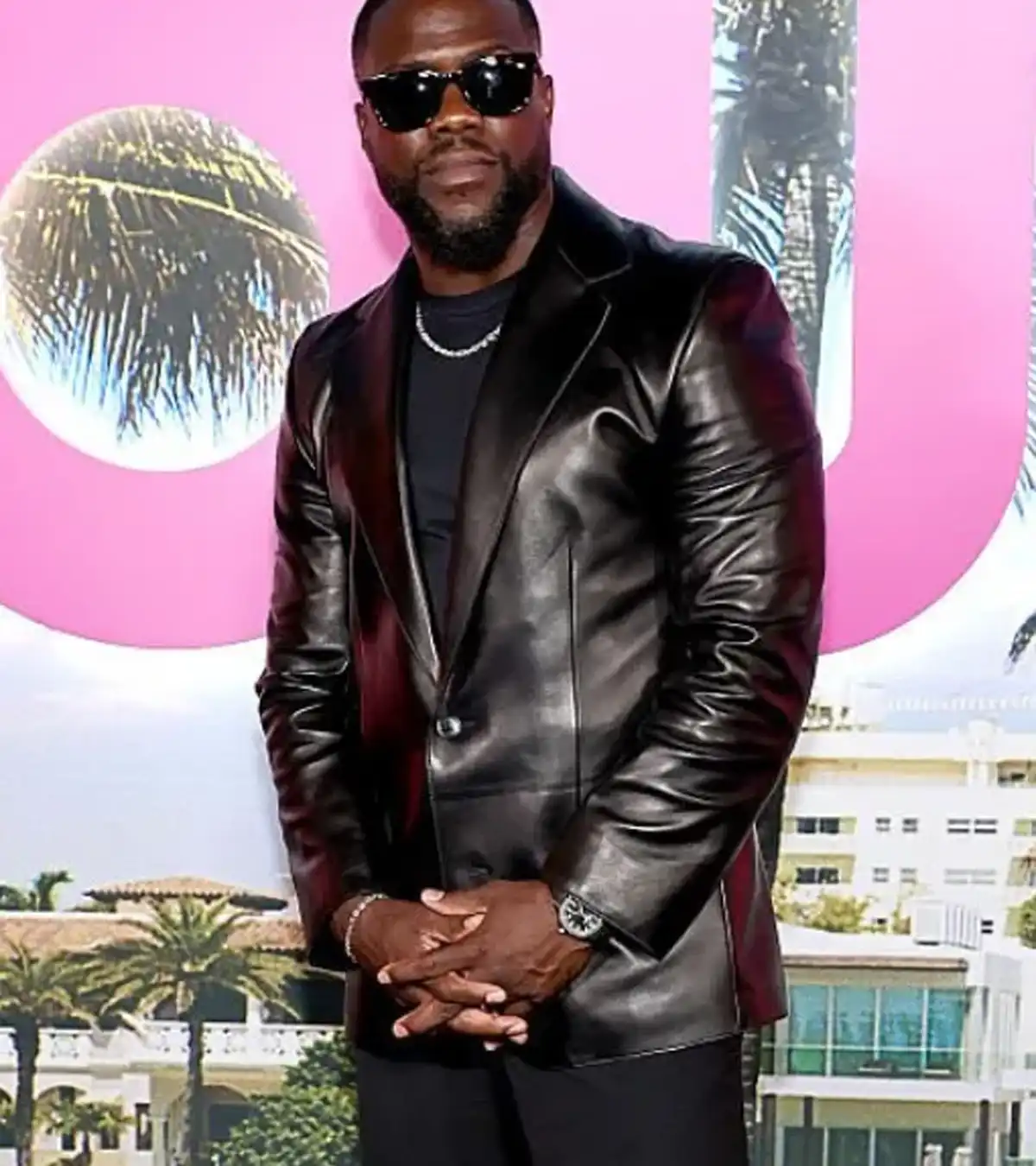 New York Screening Kevin Hart Leather Blazer