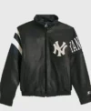 New York Yankees Jordan Clarkson Starter Vintage Black White Leather Jacket For Men and Women