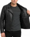 Night Rider Mens Black Biker Leather Jacket