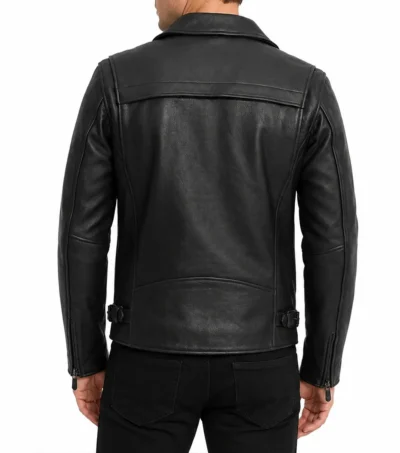 Night Rider Mens Black Motorcycle Leather Jacket