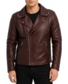 Night Rider Mens Oxblood Motorcycle Leather Jacket
