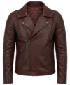 Night Rider Mens Oxblood Real Leather Biker Jacket