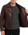 Night Rider Mens Oxblood Rider Leather Jacket