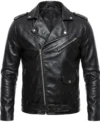 Ninja Stealth Black Faux Leather Biker Jacket for Men