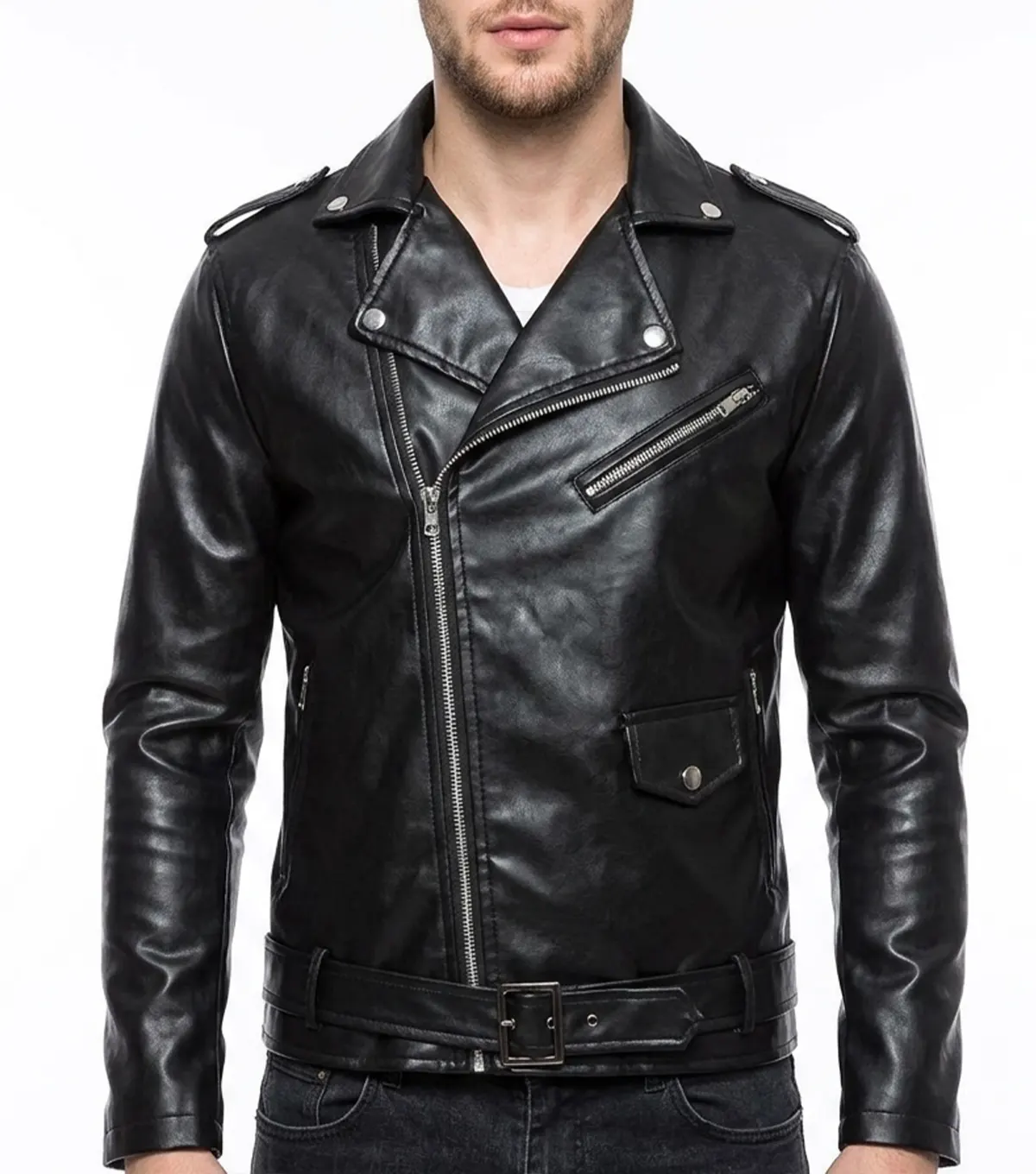 Ninja Stealth Men's Faux Leather Biker Jacket