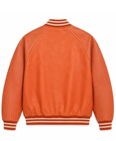 Ny Knicks X Chrome Hearts Orange Leather Jacket Back