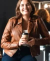 Off Campus S01 Hannah Wells Brown Leather Jacket