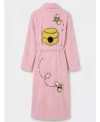 Pink Bee and Beehive Chenille Bathrobe back