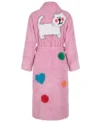 Pink Confetti Kitty Cat Theme Chenille Bathrobe back