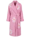 Pink Falling Daisies Floral Chenille Bathrobe
