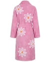 Pink Falling Daisies Floral Chenille Bathrobe back