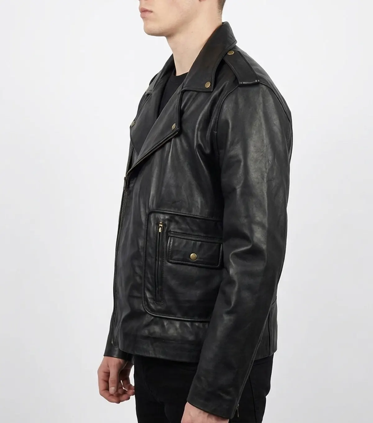 Plus Size Grease Authentic T-Birds Leather Jacket left side view