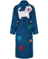 Plush Pacific Blue Confetti Kitty Cat Theme Chenille Bathrobe back