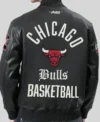 Pro Standard Chicago Bulls EST. 1966 Basketball Black Leather Bomber Jacket Back