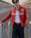 Qatar Grand Prix Wonho Red Ferrari Leather Jacket
