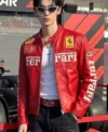 Qatar Grand Prix Wonho Red Ferrari Leather Jacket Sale
