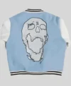 Revenge Skull Light Blue and White Varsity Jacket For Men and Women Back