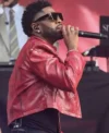 Roundhay Festival 2026 Jason Derulo Red Leather Moto Jacket Right