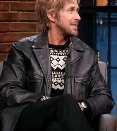 Ryan Gosling Late Night with Seth Meyers S013 Black Leather Jacket