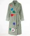 Sage Green Confetti Kitty Cat Theme Chenille Bathrobe