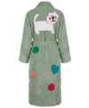 Sage Green Confetti Kitty Cat Theme Chenille Bathrobe back