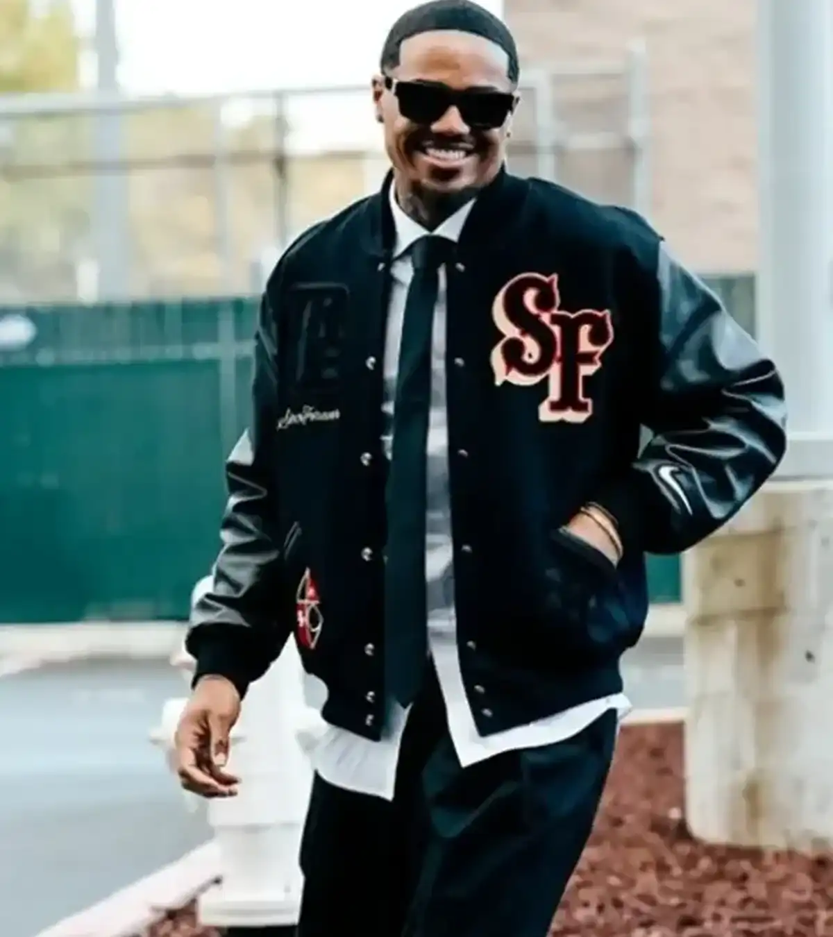San Francisco 49ers Kendrick Bourne Black Wool and Leather Sports Varsity Jacket Sale
