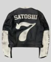 Satoshi Nakamoto 7 Cafe Racer Black Leather Motorcycle Jacket Back