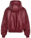 Shop Adidas Originals FW25 Classic Wine Red Leather Hooded Jacket for Women's Back