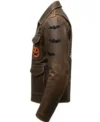 Shop Halloween Ghost Pumpkin Bat Graphic Distressed Brown Leather Jacket For Men and Women