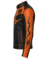 Shop Halloween Pumpkin Handmade Orange and Black Leather Biker Jacket For Men and Women