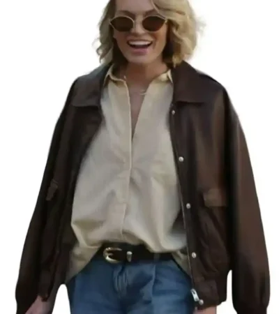 Shop In the City 2026 TV Series Lindsay Hubbard Brown Bomber Leather Jacket For Sale