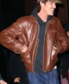 Shop Jacob Elordi NYC Street Style Brown Leather Jacket