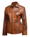 Shop Jennifer Lawrence The Hunger Games Mockingjay Katniss Everdeen Brown Leather Jacket