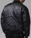 Shop Jordan Flight Black Leather Bomber Jacket Back