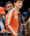 Shop Timothee Chalamet Playoffs Avirex Orange Leather Jacket